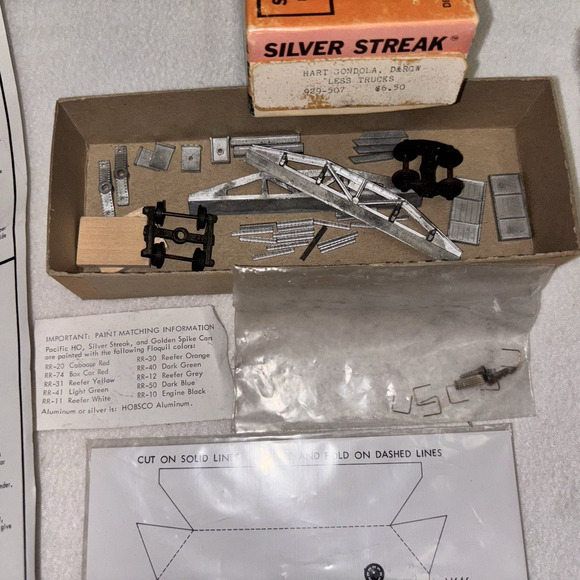 HO Scale Silver Streak 929-506 D&RGW Hart Gondola Railroad Train Car Kit NOS - Picture 4 of 7